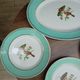 Lot 1 large oval dish and 3 bird plates Green background
