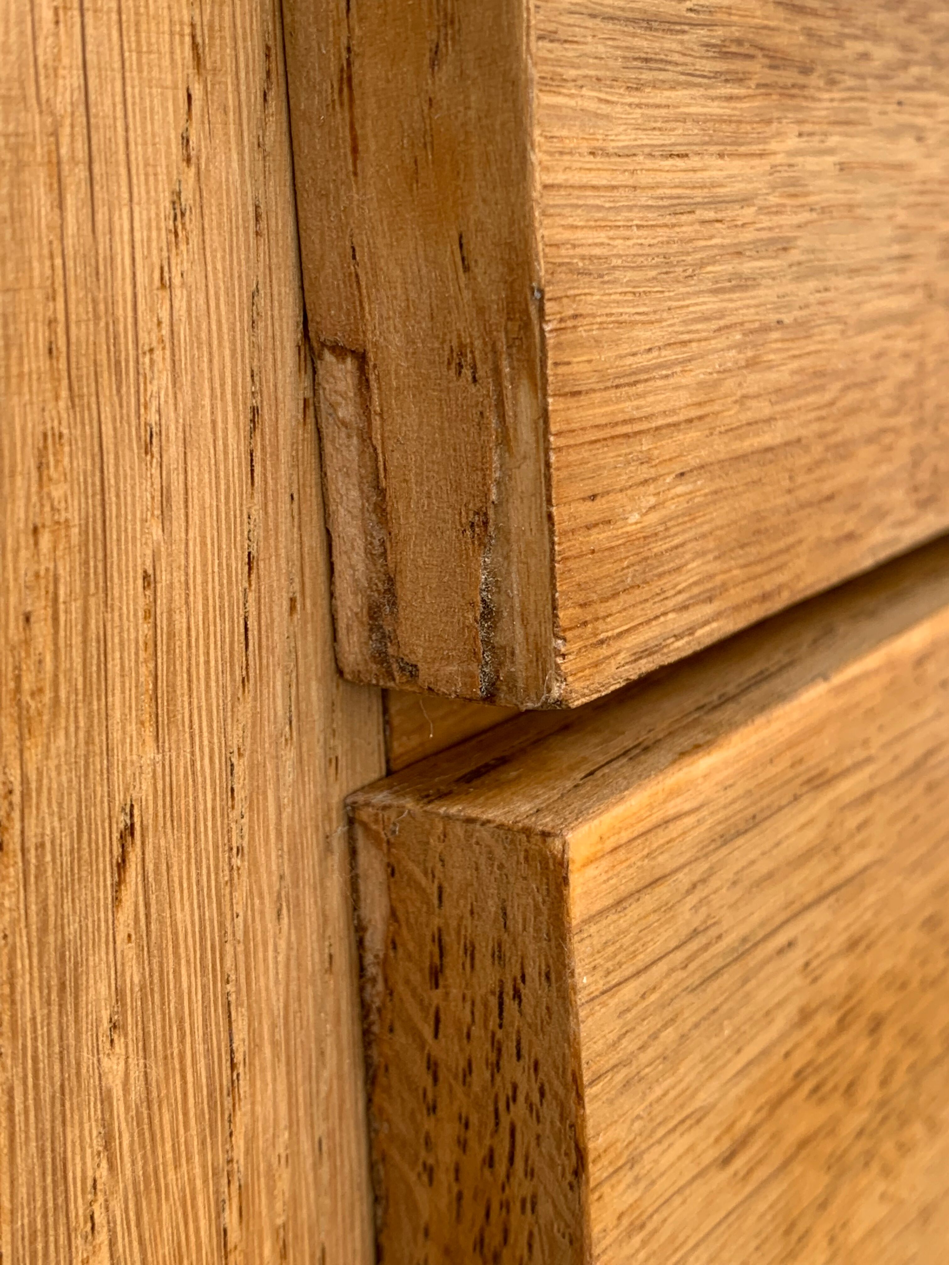 Chest of drawers feet compass raw wood 1950
