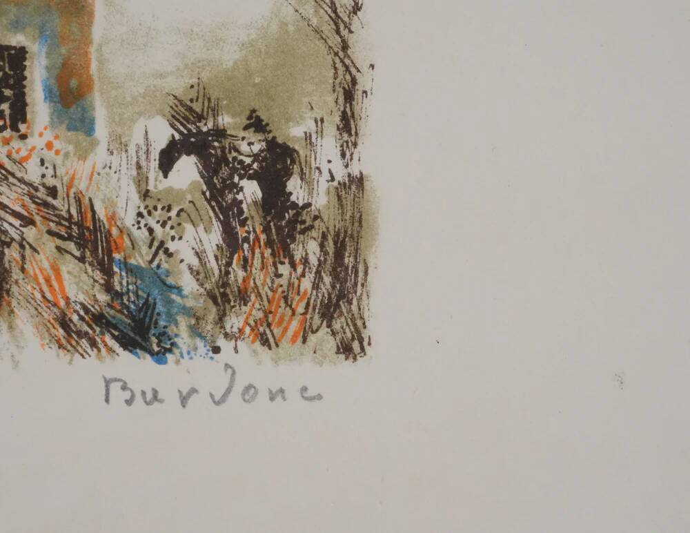 Guy Bardone: Night on the Orange Rooftops, original signed lithograph.