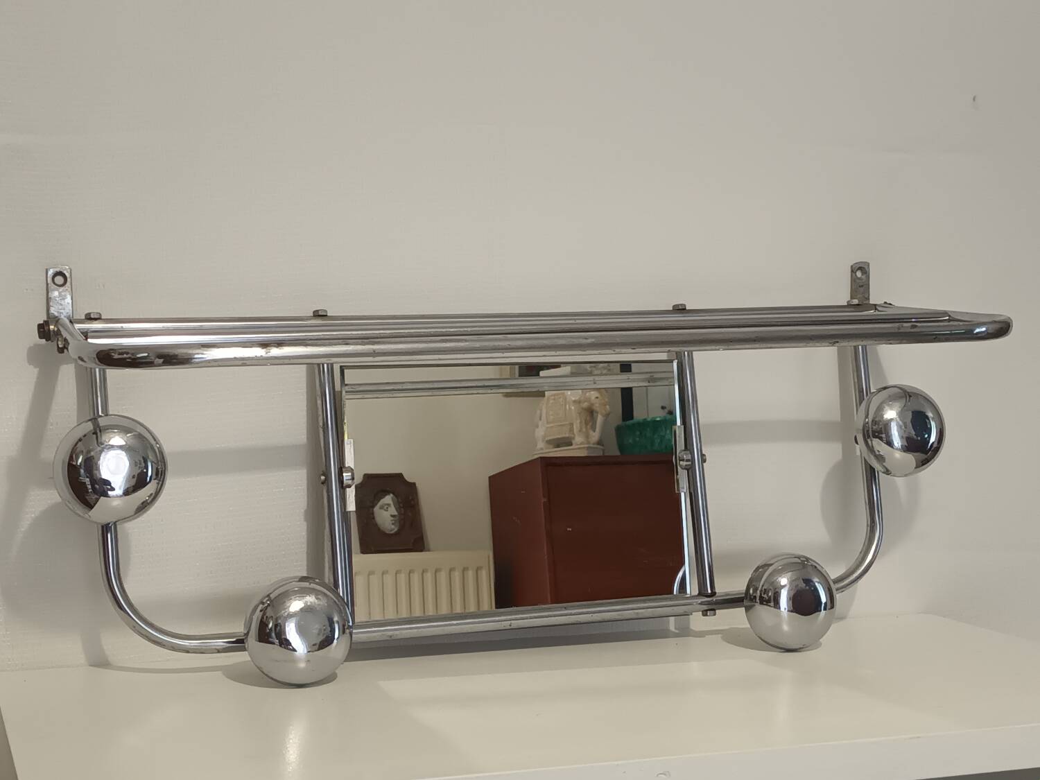 Vintage chrome wall coat rack