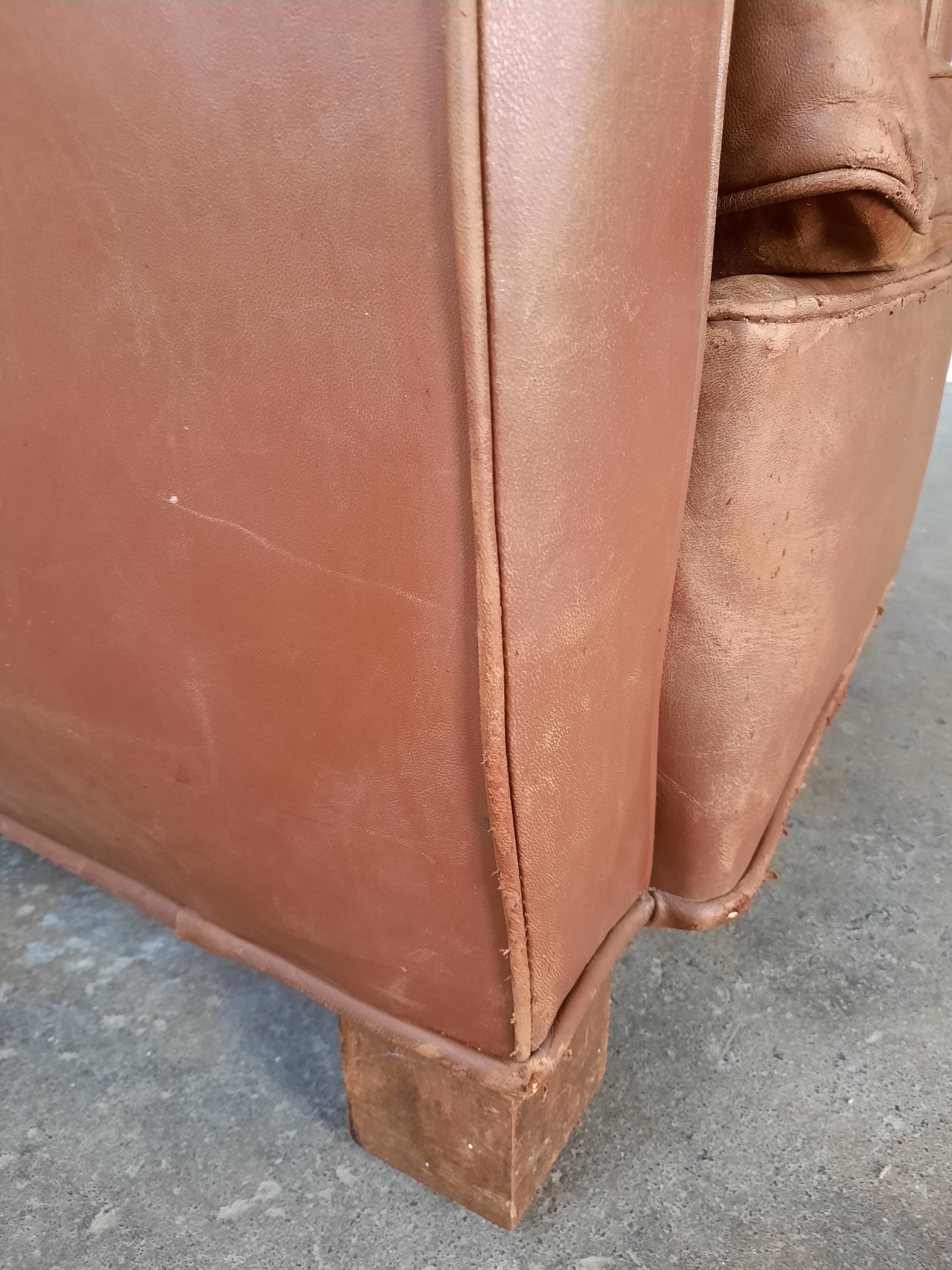 Leather club armchair, art deco