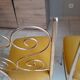 Pair of vintage golden designer chairs from the 50s