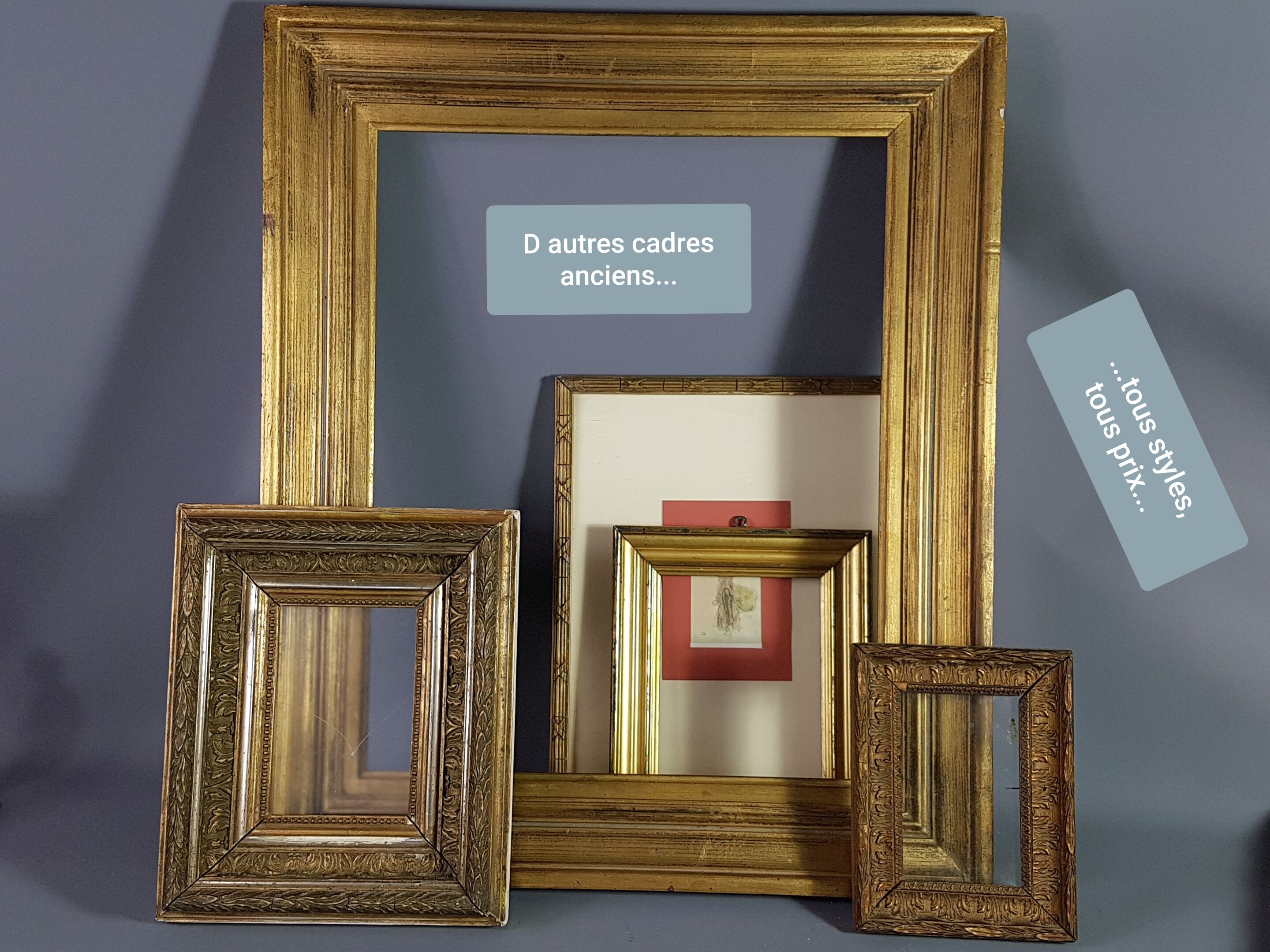 Frame Napoleon III lacquered wood black / gold 65,5x54,5 foliage 61x50 cm + SB glass