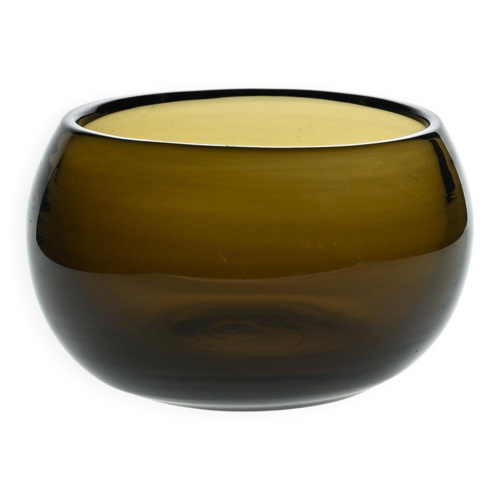 Small amber blown glass container by Claude Morin, Dieulefit circa 1970
