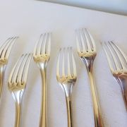6 Christofle Art Deco style silver-plated metal forks 2106256