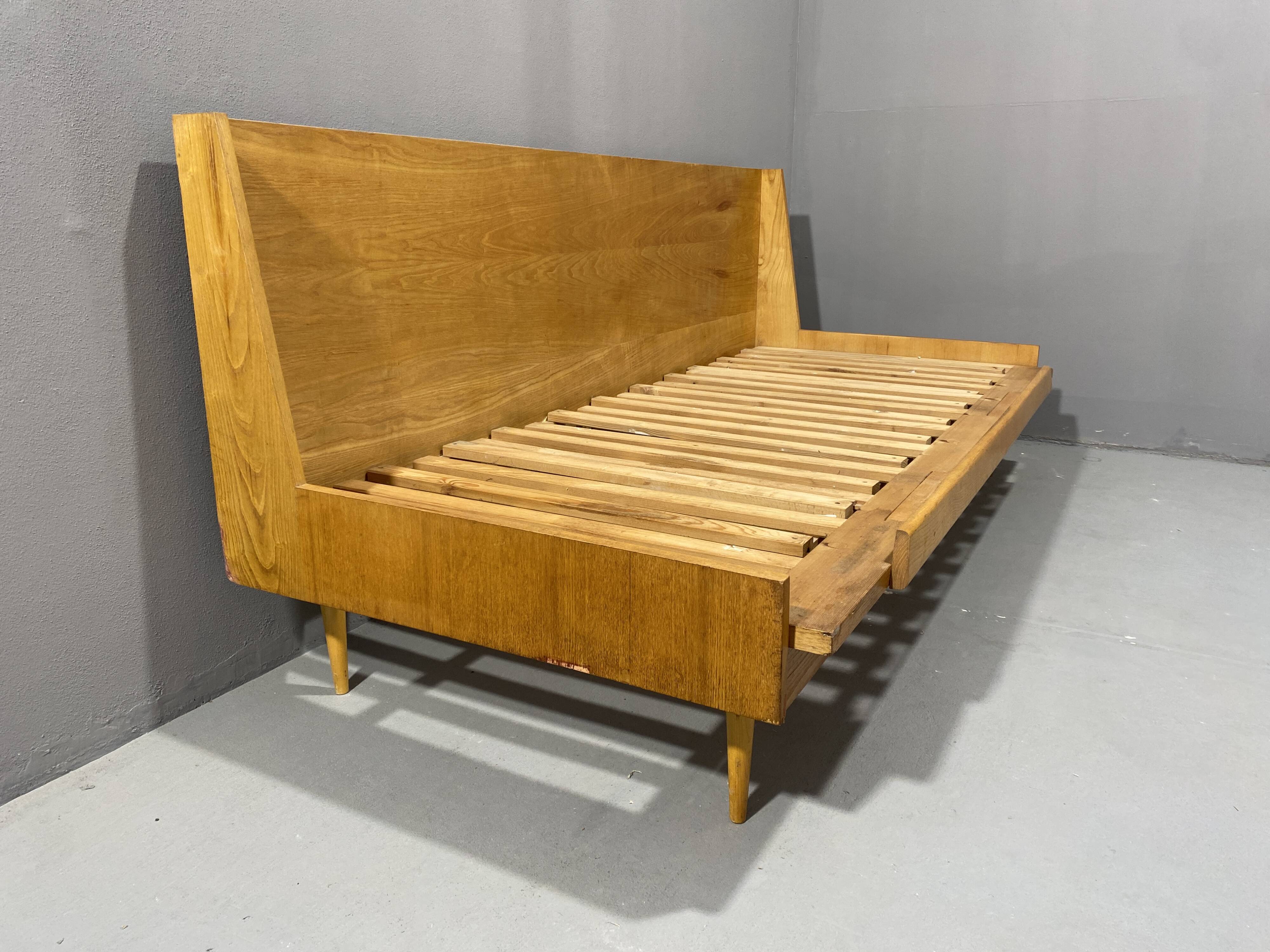 Mid-century folding sofa bed by Drevotvar, 1970s, Czechoslovakia