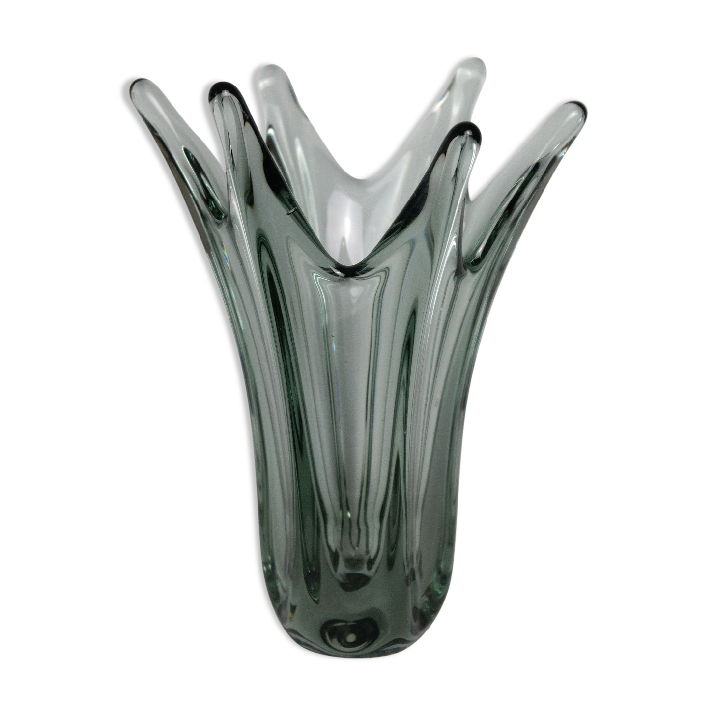 Vintage smoky grey Murano glass vase