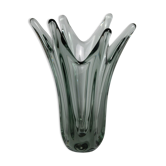 Vase en verre Murano gris fumé vintage