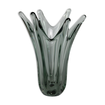 Vase en verre Murano gris fumé vintage