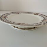 Dish on pedestal Creil & Montereau Mauresque blue brown