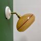 Vintage wall lamp with yellow clichy glass shade and red trim