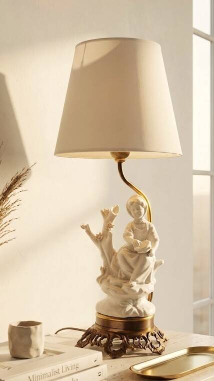 Bronze and Biscuit porcelain table lamp