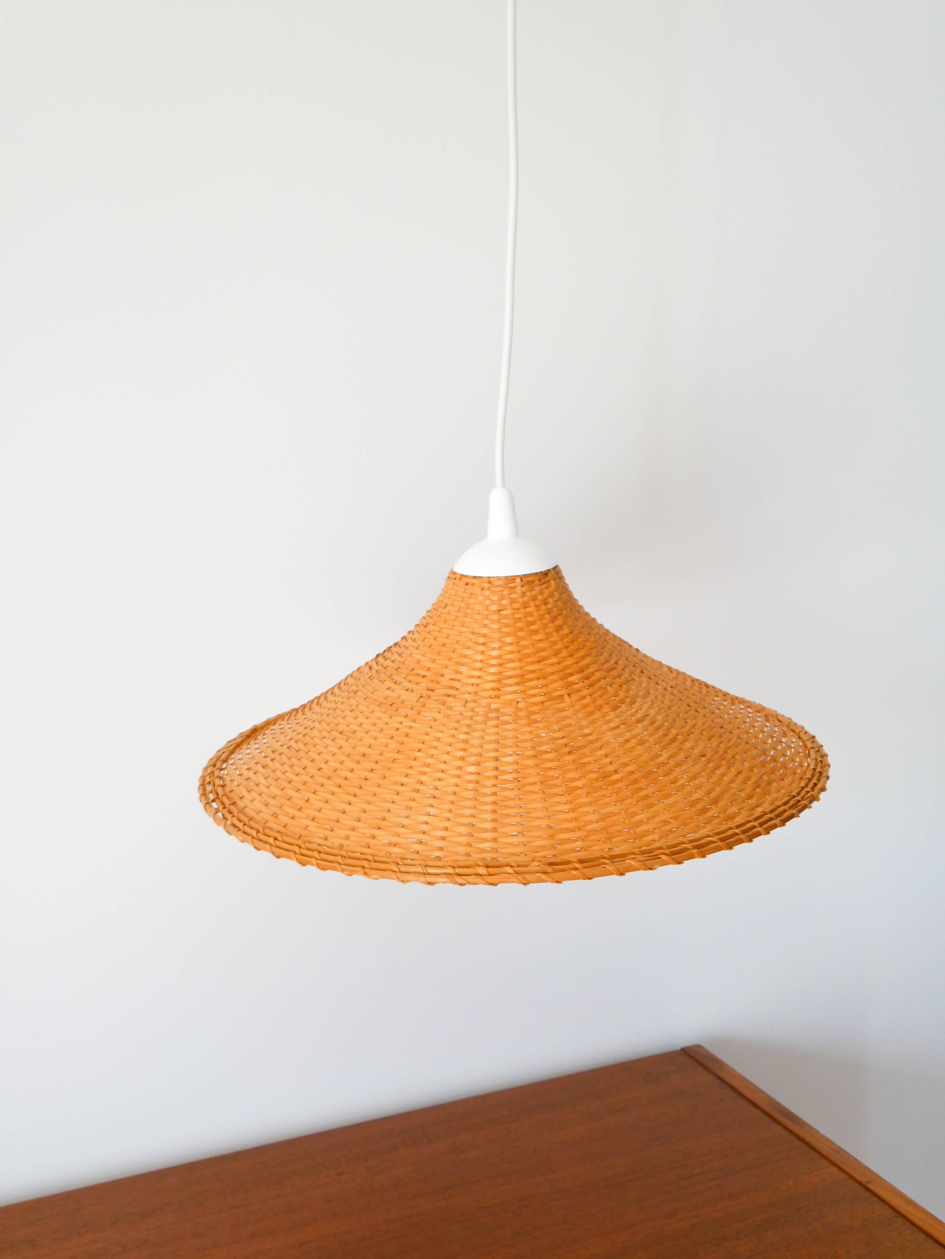 Rattan / beige woven wicker pendant light, 1970