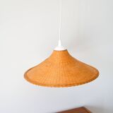 Rattan / beige woven wicker pendant light, 1970