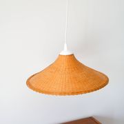 Rattan / beige woven wicker pendant light, 1970