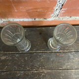 Pair of antique luminarc vases in moulded glass made in france vintage #d