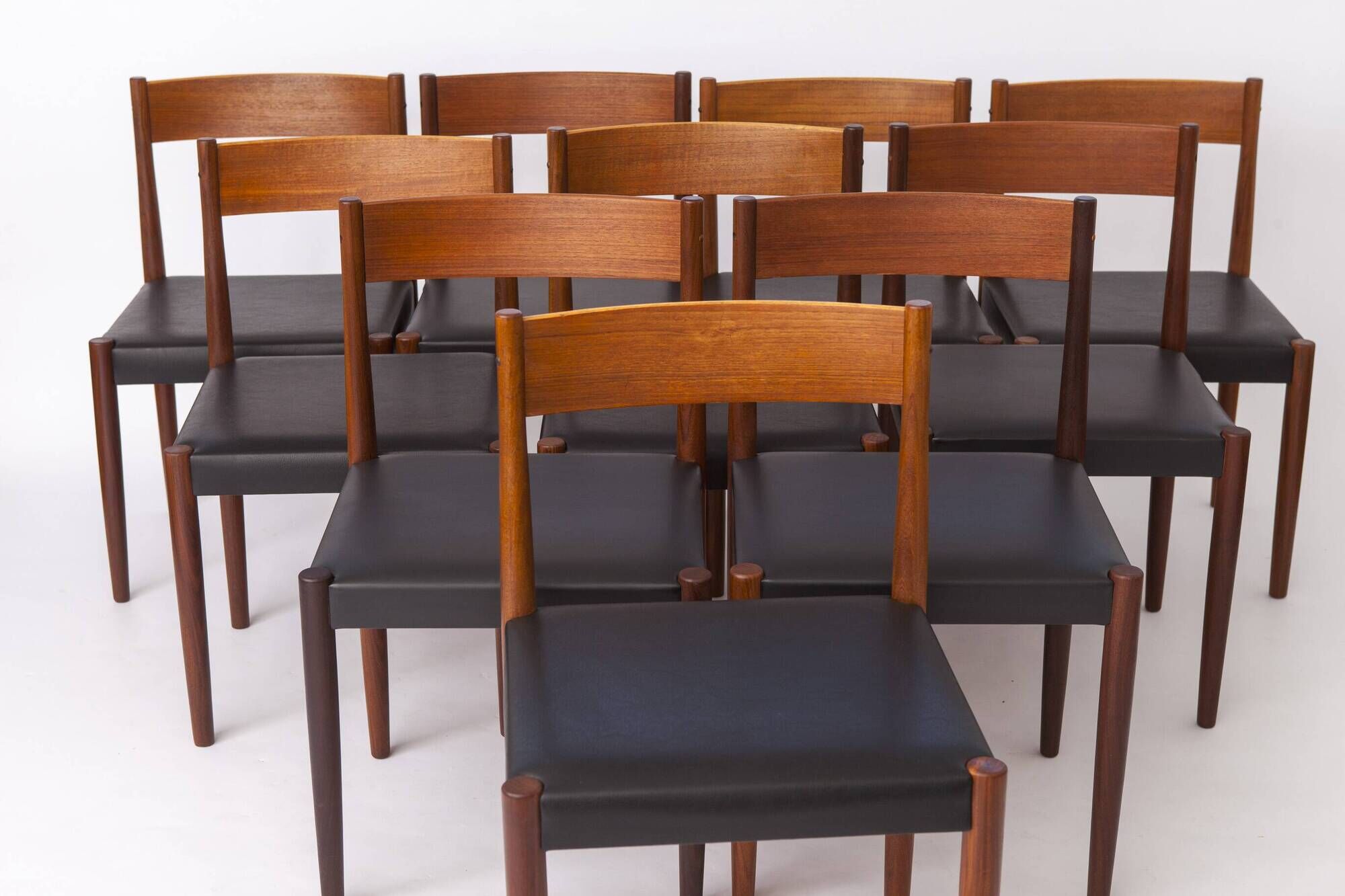 Set of 10 Poul M. Volther Teak Dining Chairs for Frem Røjle, Denmark, 1960s