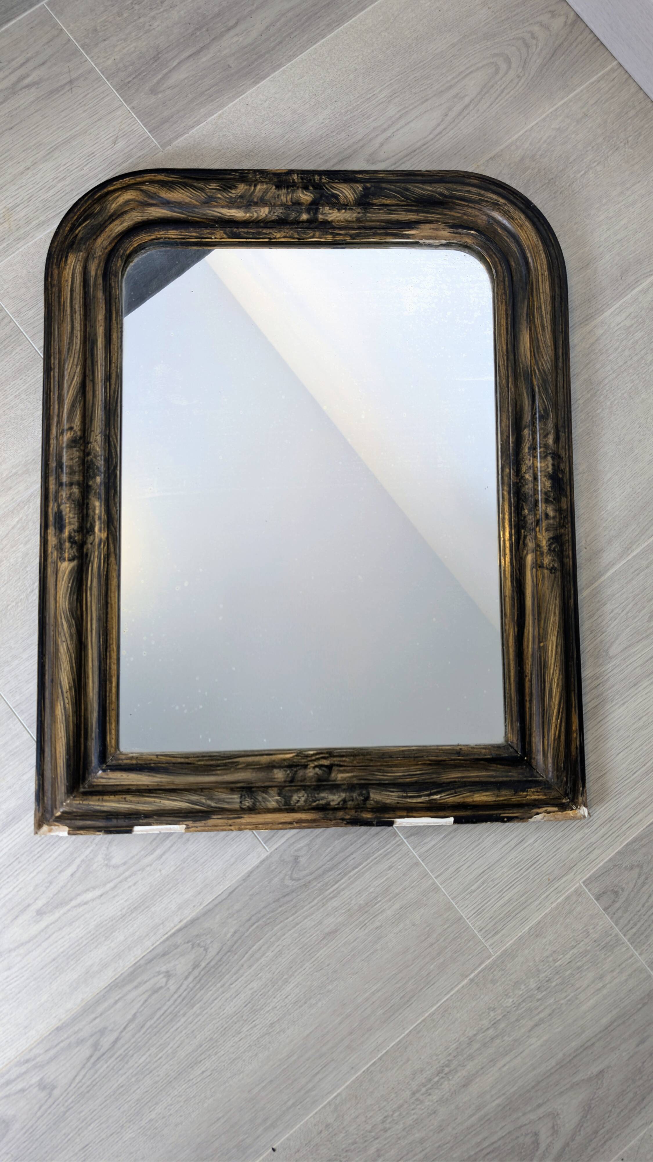 Antique Louis-Philippe style mirror with a marble frame 60 x 48 cm