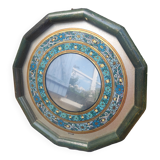 Oriental mirror floral pattern signed vintage