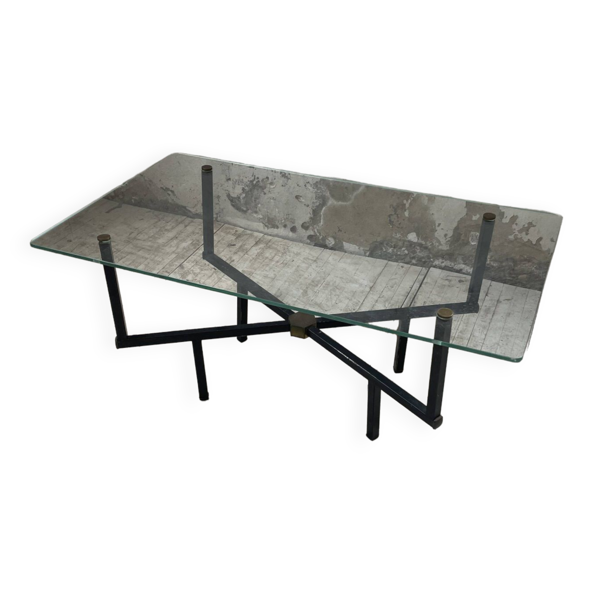 60s glass coffee table