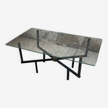 60s glass coffee table