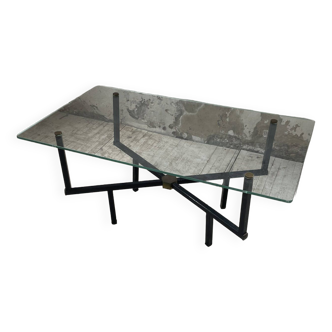 60s glass coffee table