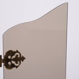 Triptyque pliant en verre fumé, pare-feu des années 1950