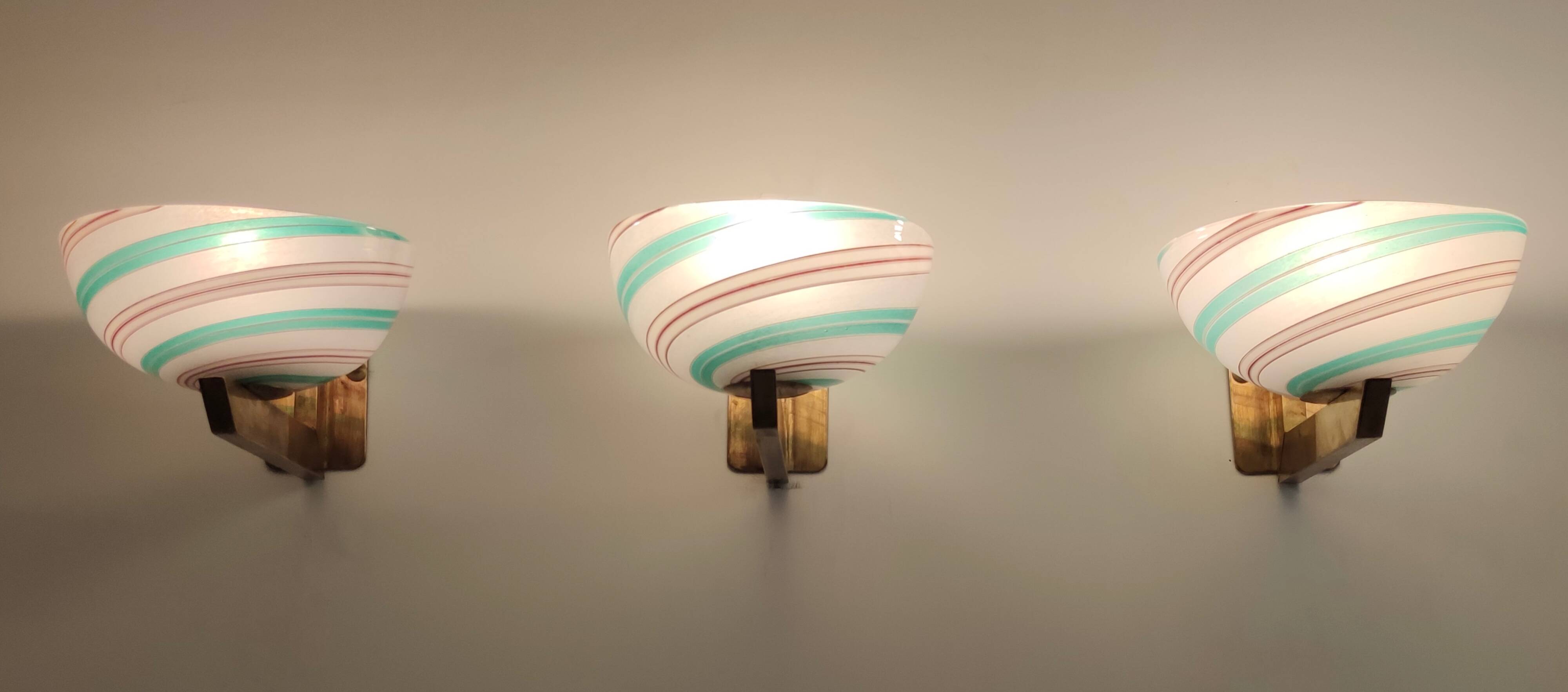 Rare Murano Glass and Brass Wall Light by Dino Martens for Aureliano Toso, Italy