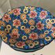 Oval fruit cup in Longwy enamels with floral decoration