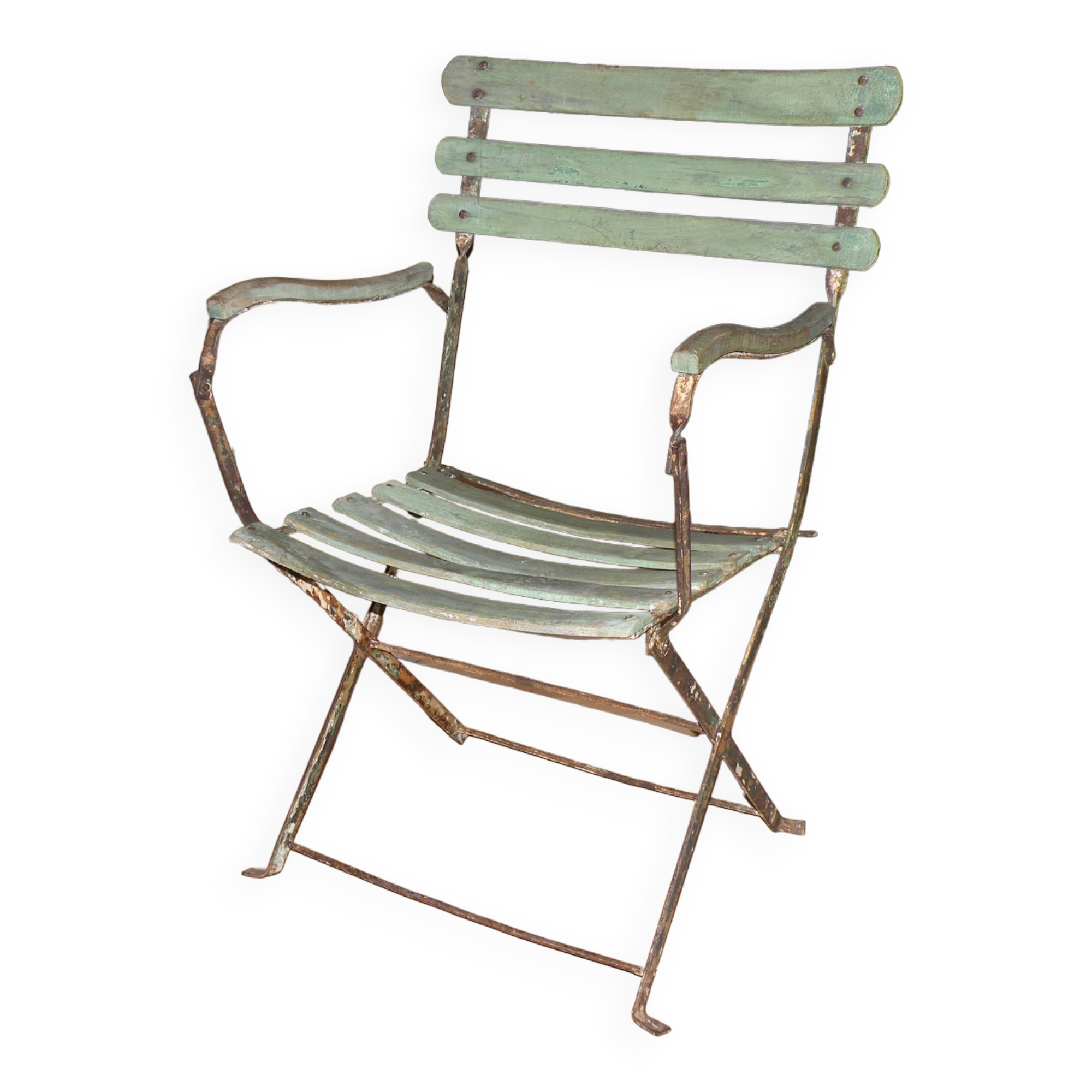 Fauteuil de jardin pliant époque 1900 entièrement d'origine