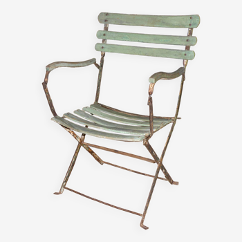 Fauteuil de jardin pliant époque 1900 entièrement d'origine