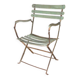 Fauteuil de jardin pliant époque 1900 entièrement d'origine