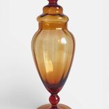 Empoli Amber Glass Decanter Set by Wayne Husted, Handmade in Italy