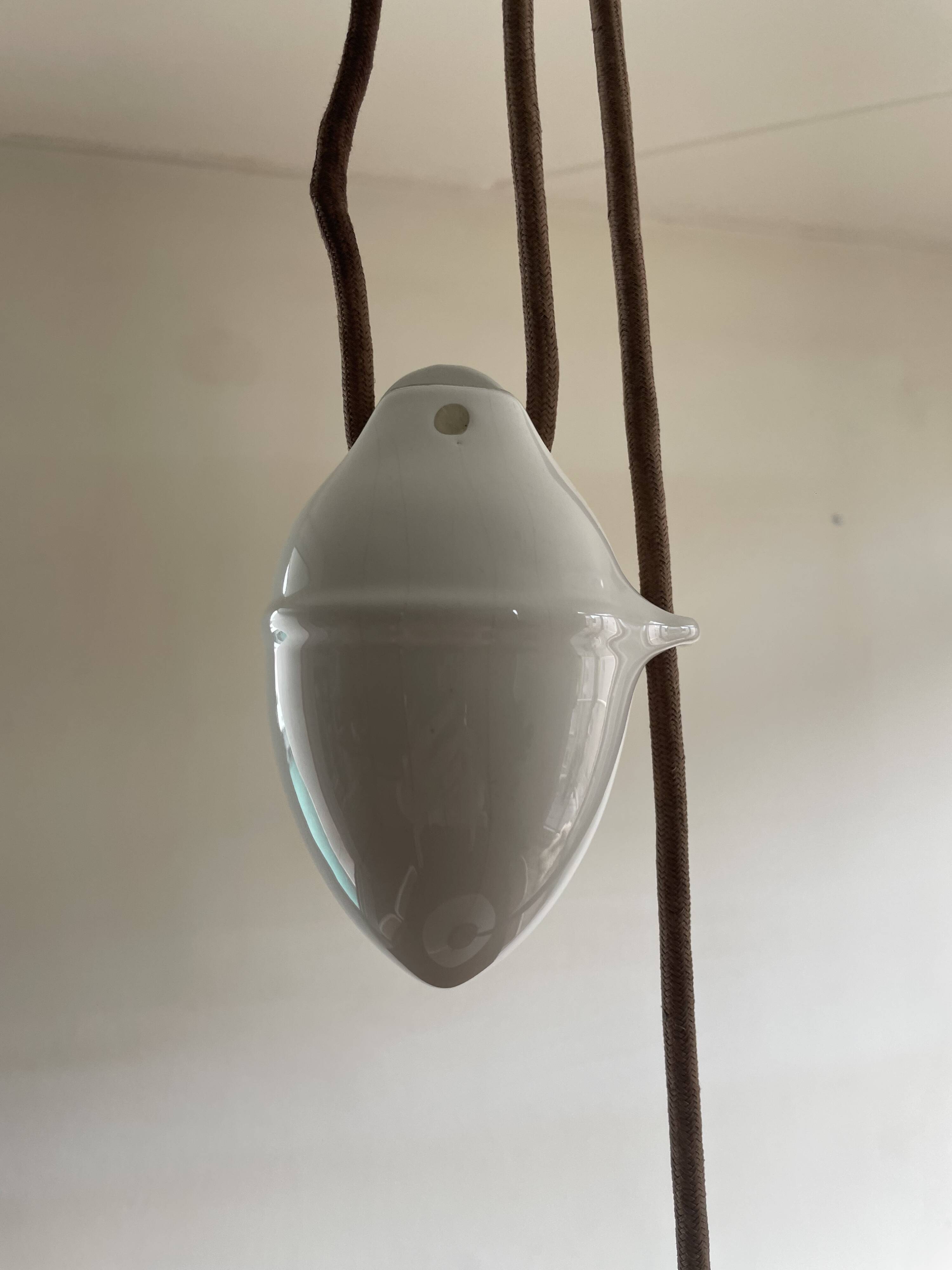 Art Deco porcelain and glass pendant light
