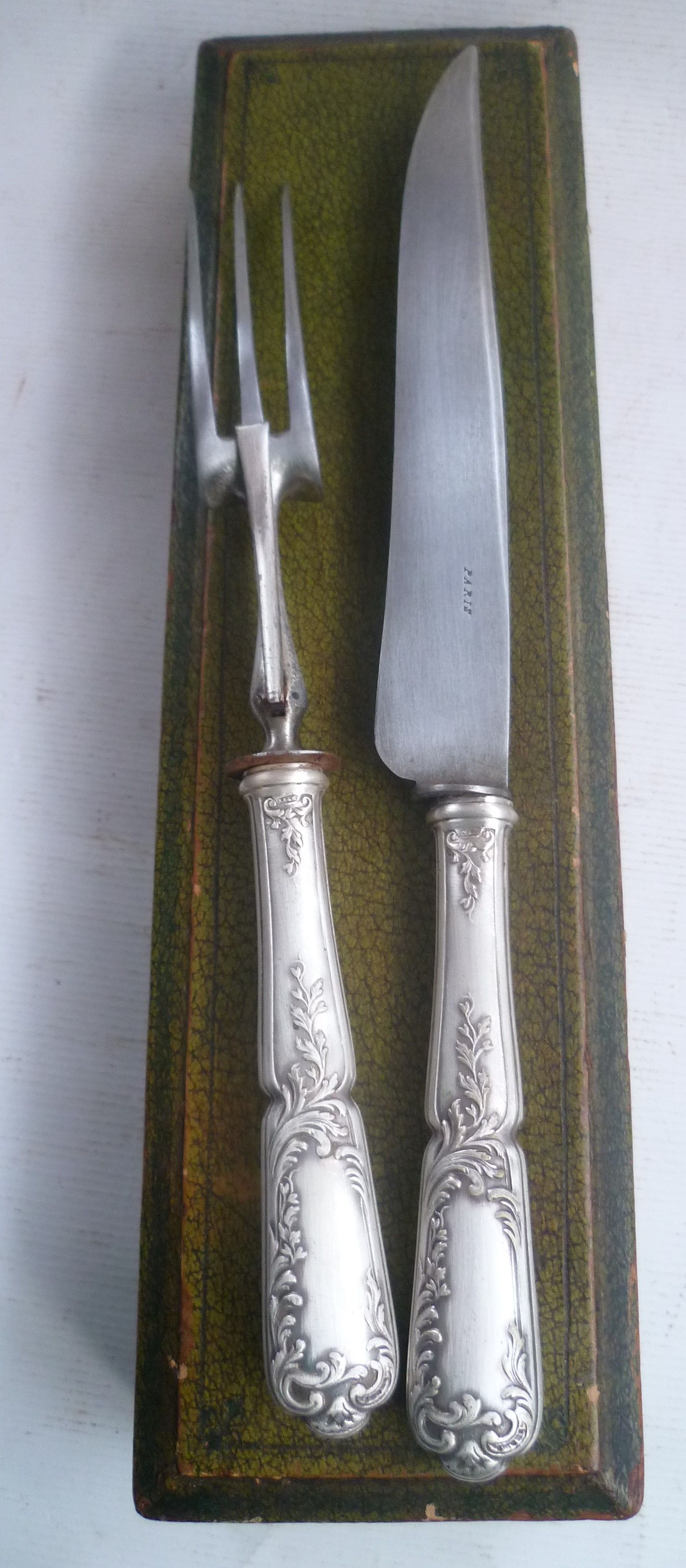 Meat cutting service in silver plate art nouveau