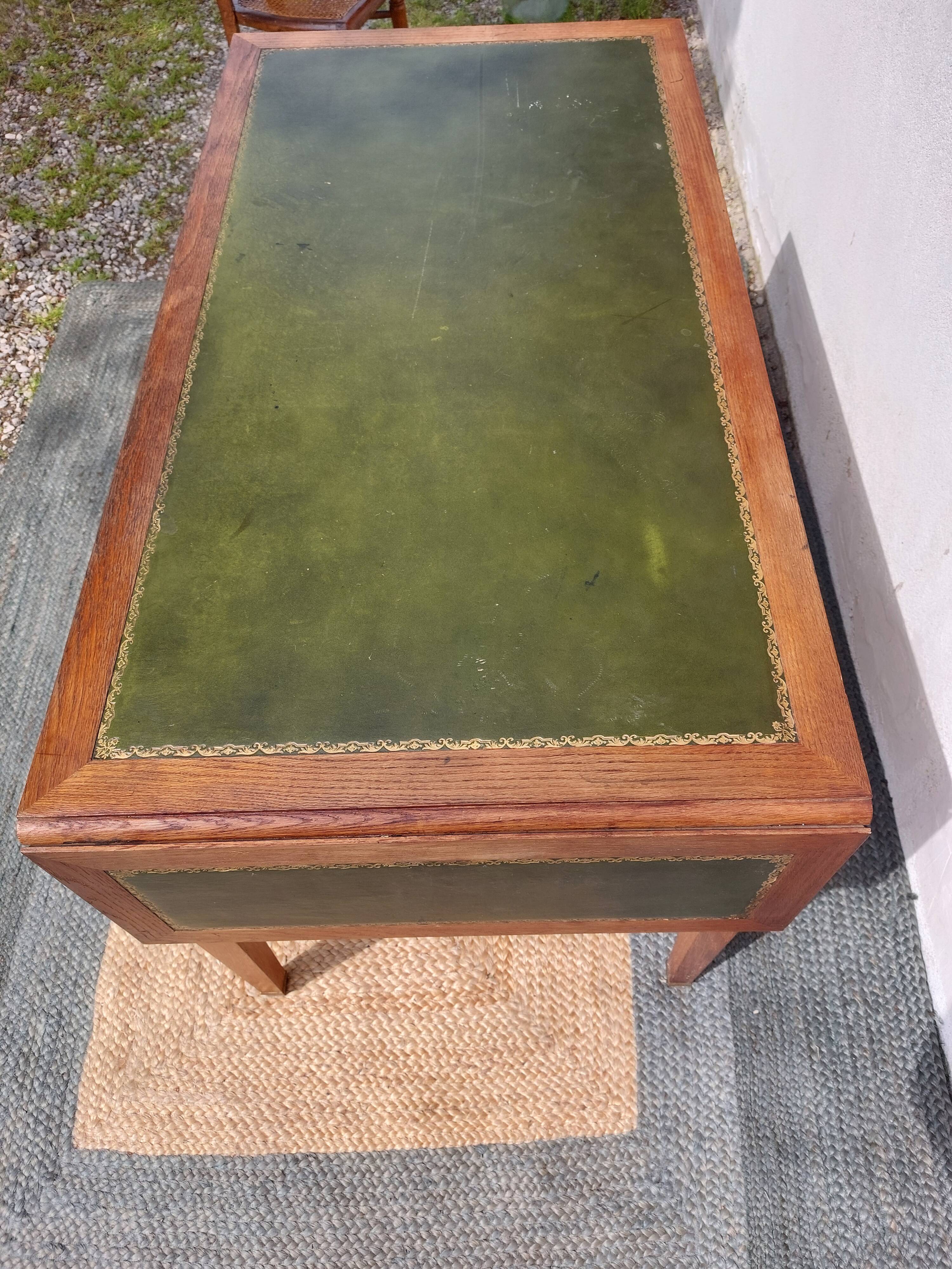 solid wood desk, leather top and extension