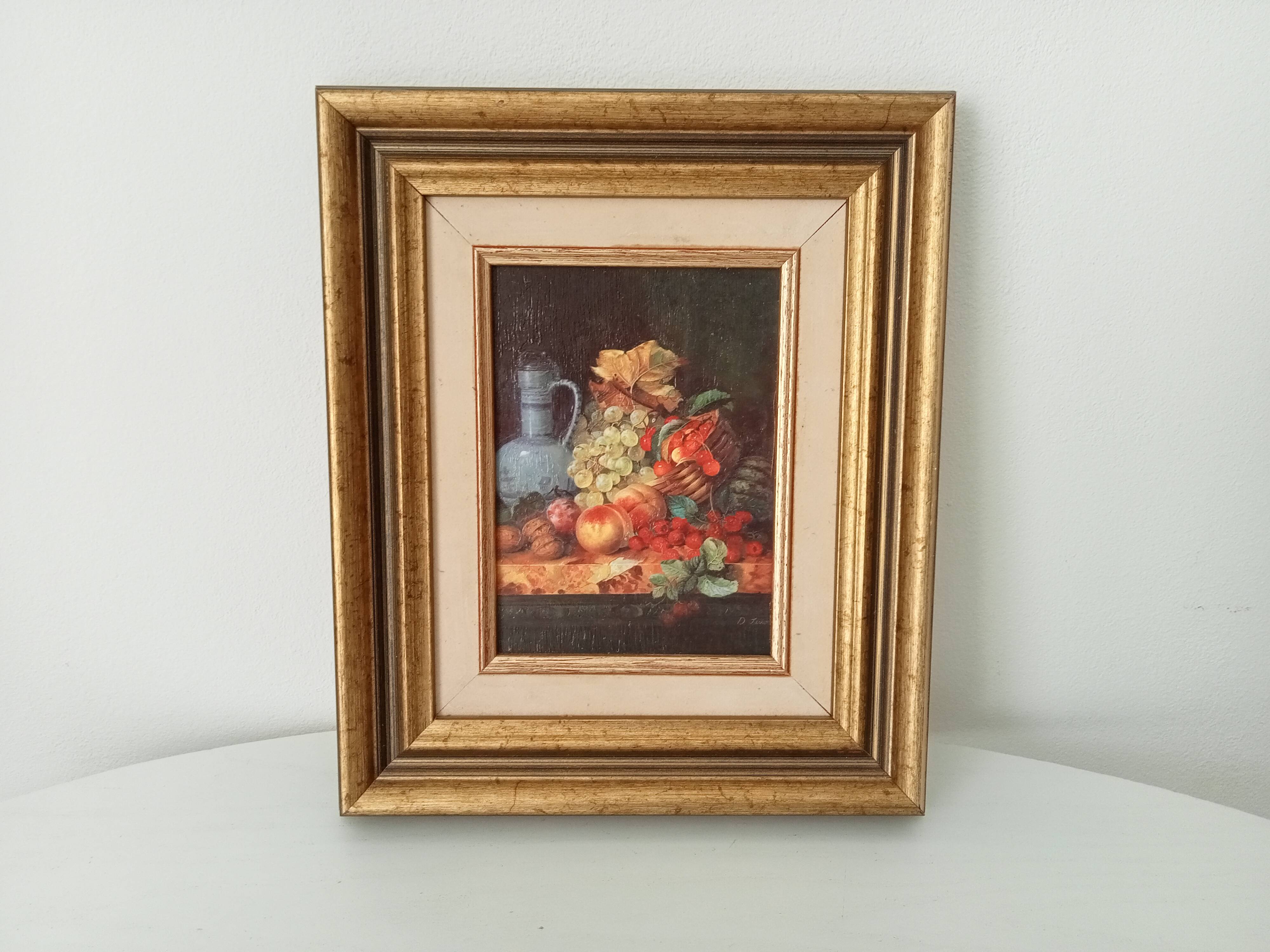 Tableau Petit format peinture à l'huile sur carton nature morte