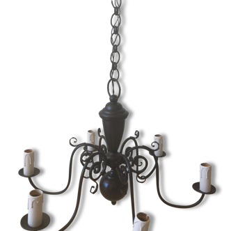 Beautiful Dutch black brass chandelier
