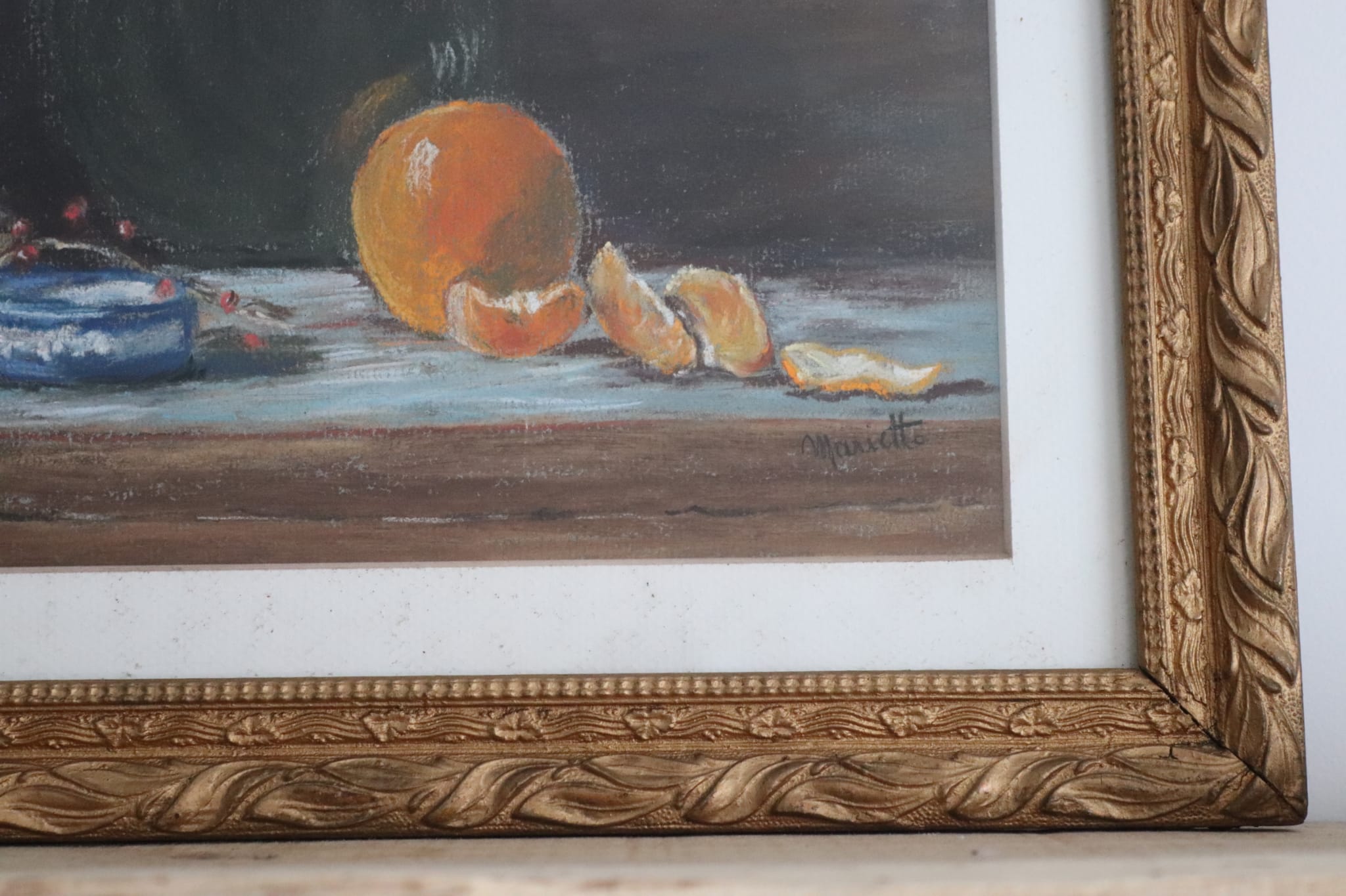 Old still life painting orange
