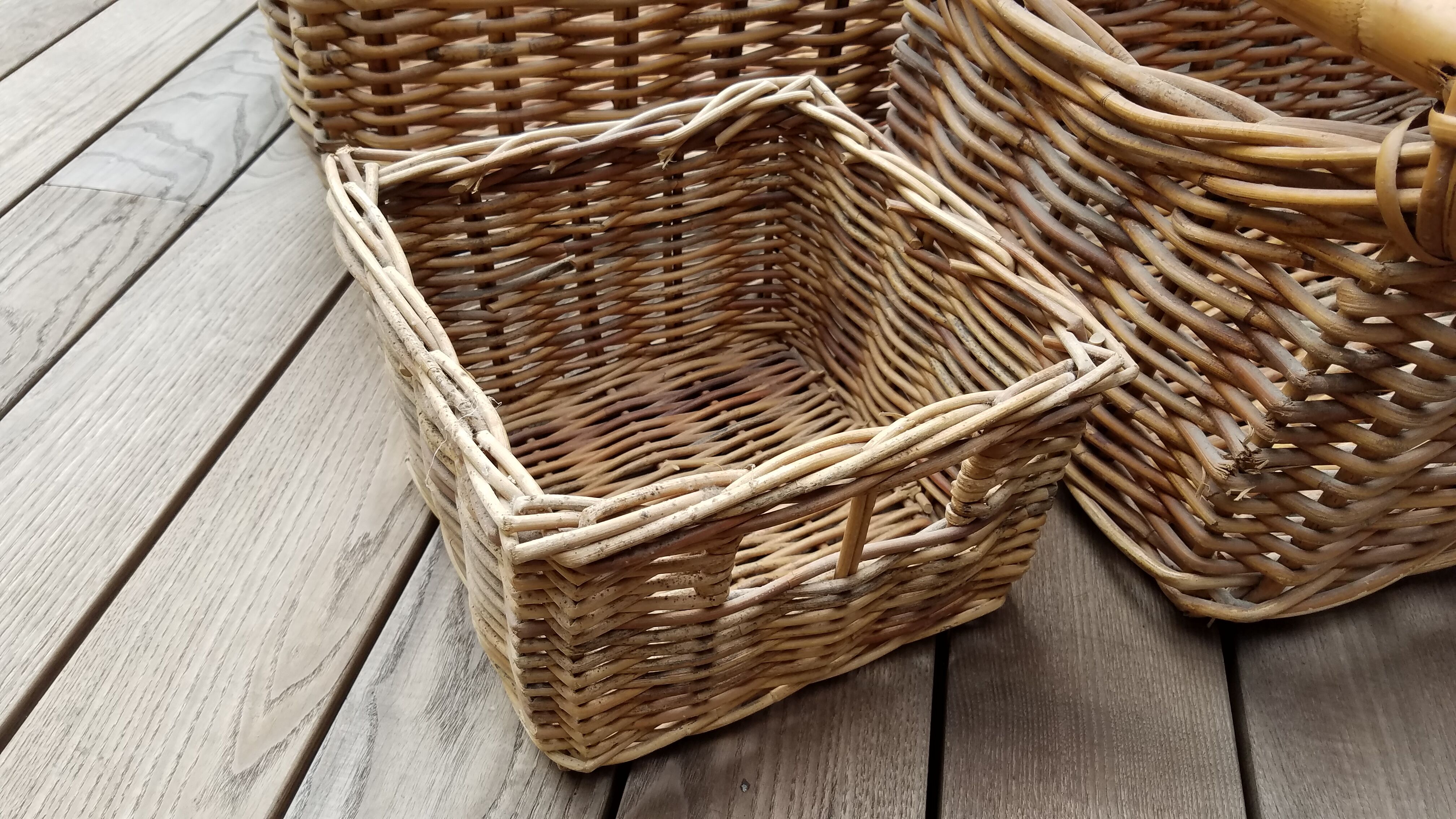 Set of four wicker baskets