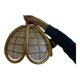Rattan and mother-of-pearl lamp