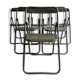 Series of 6 metal chairs Army khaki green / folding  Vintage