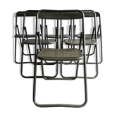 Série de 6 chaises métal armée vert kaki pliantes vintage
