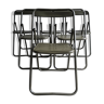 Série de 6 chaises métal armée vert kaki pliantes vintage