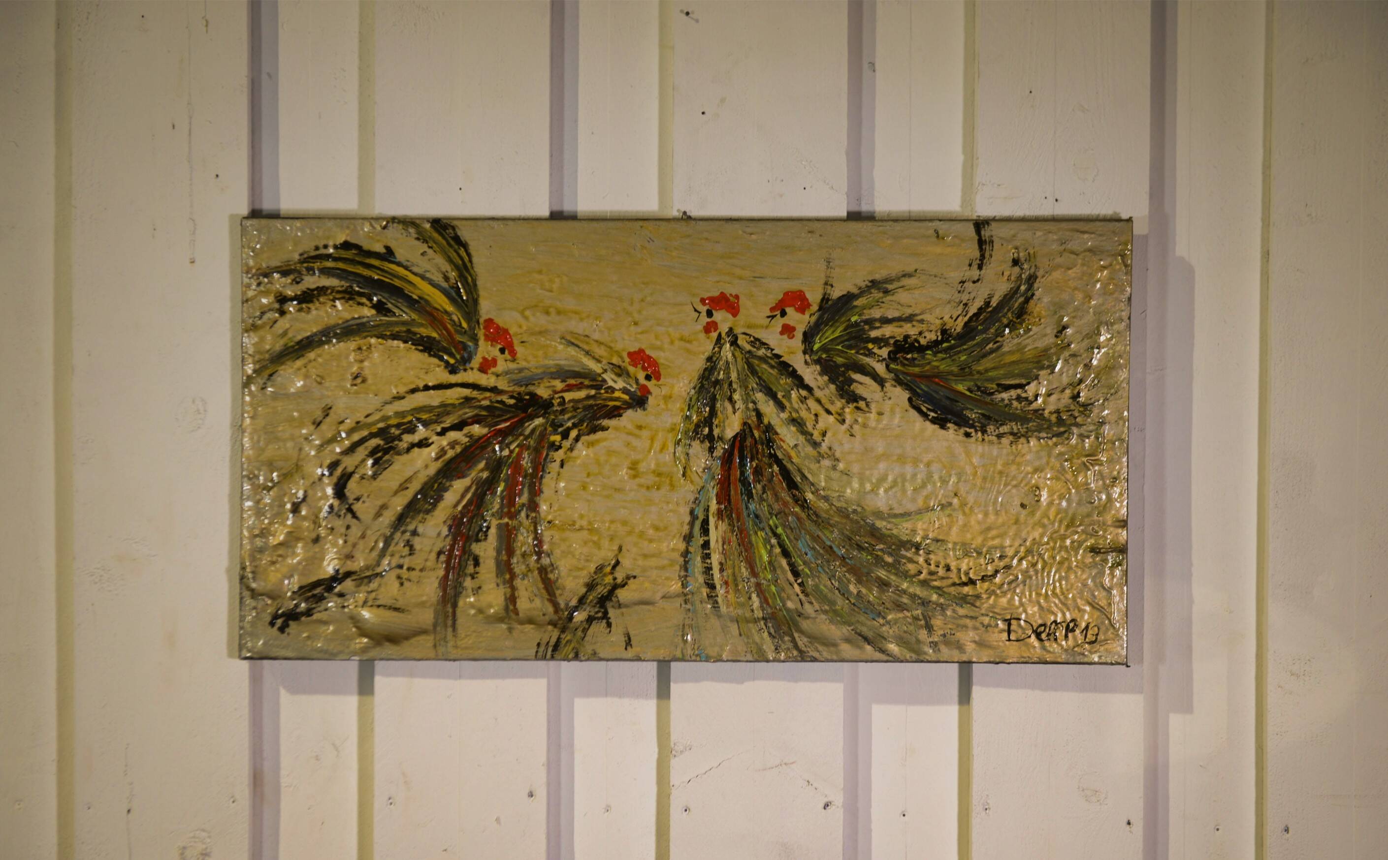 Enamelled canvas roosters by DEFFP 13 2000’s