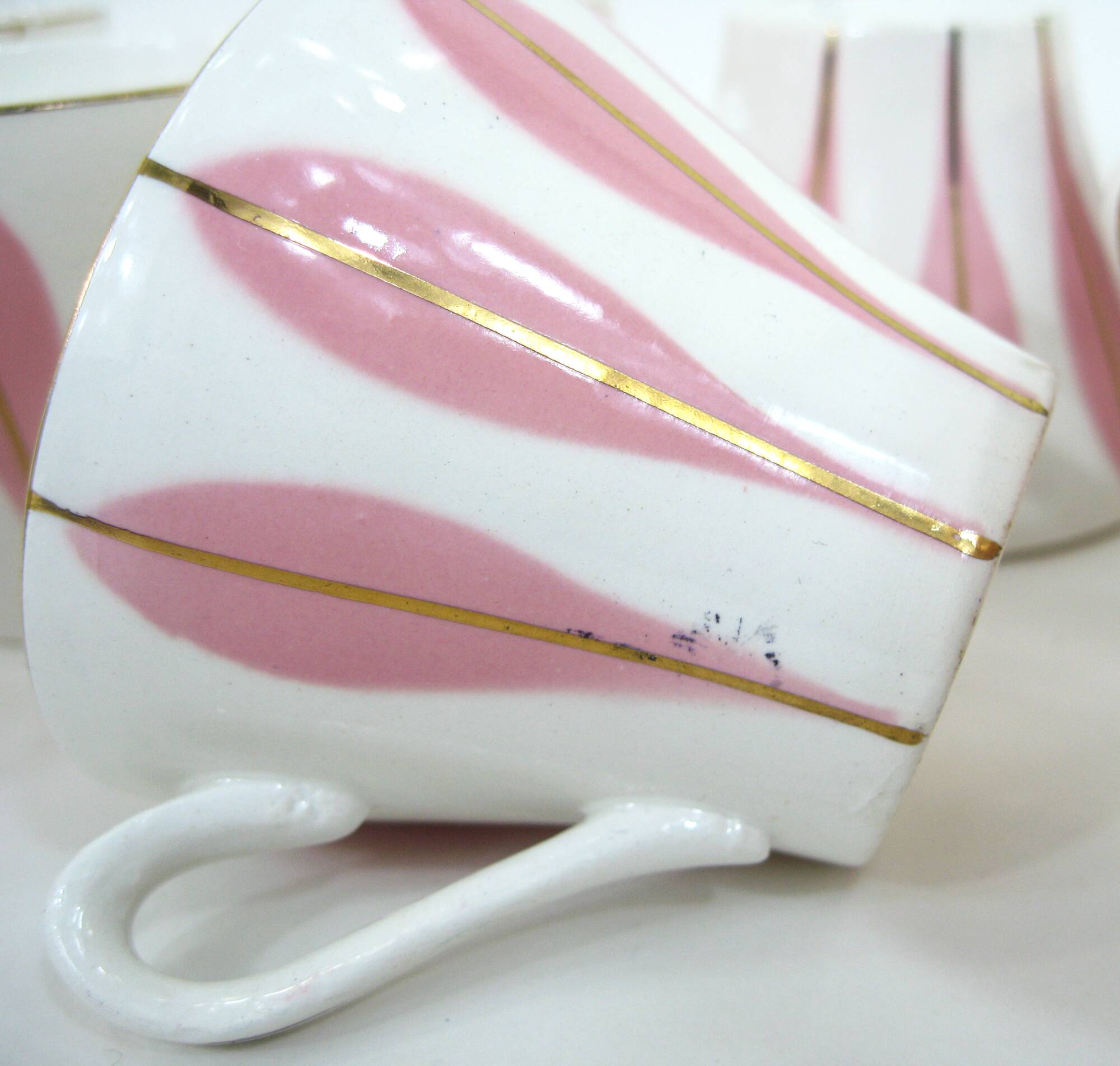 10 white ceramic coffee cups - Digoin 9604 France - vintage 50s