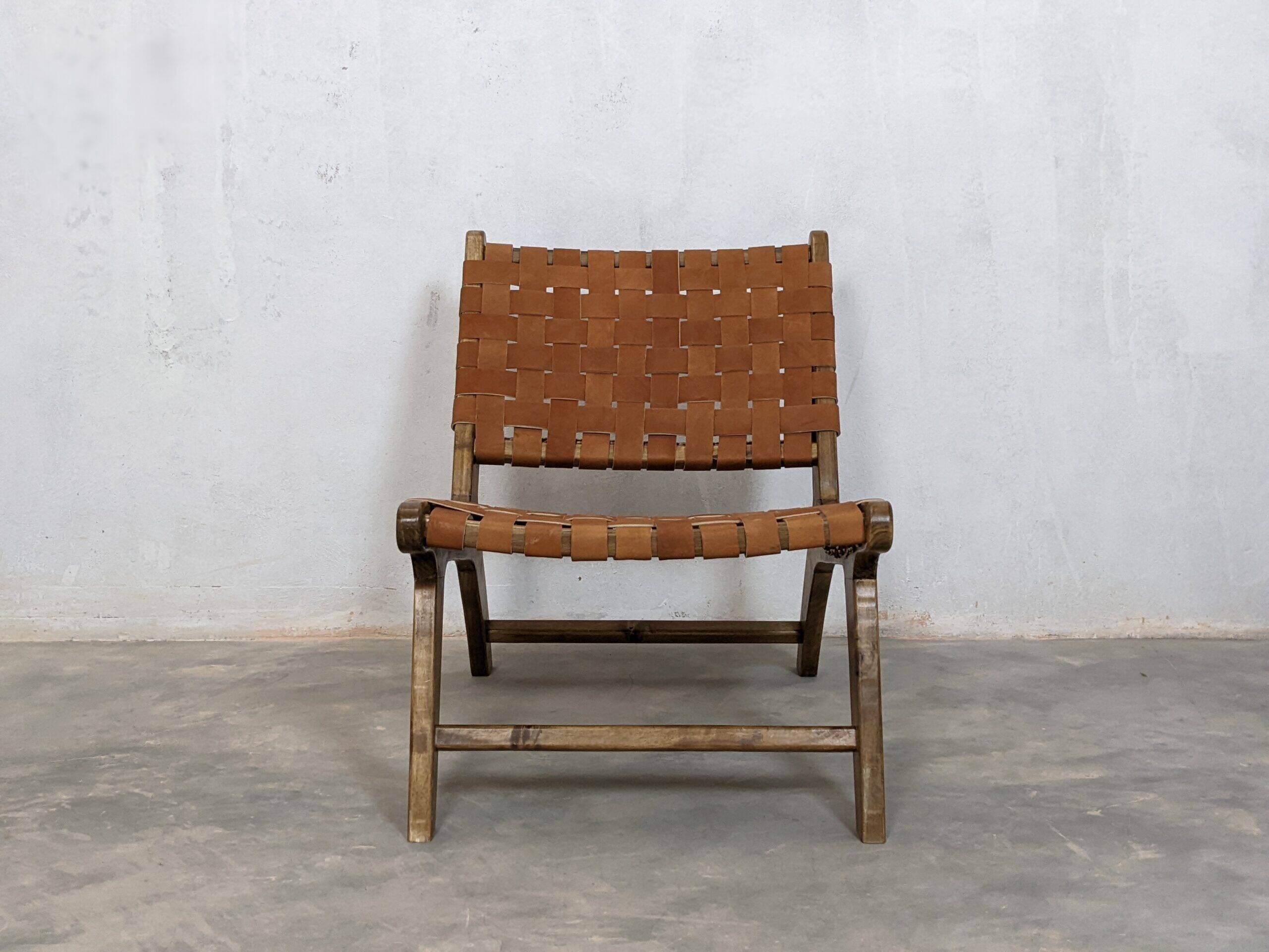 Two Moroccan leather armchairs