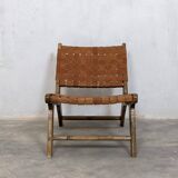 Two Moroccan leather armchairs