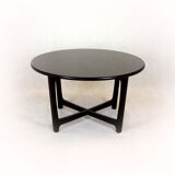 Table basse ronde en bois restaurée, Tchécoslovaquie, années 1970