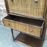 Secretary in rattan and vintage caning 1960